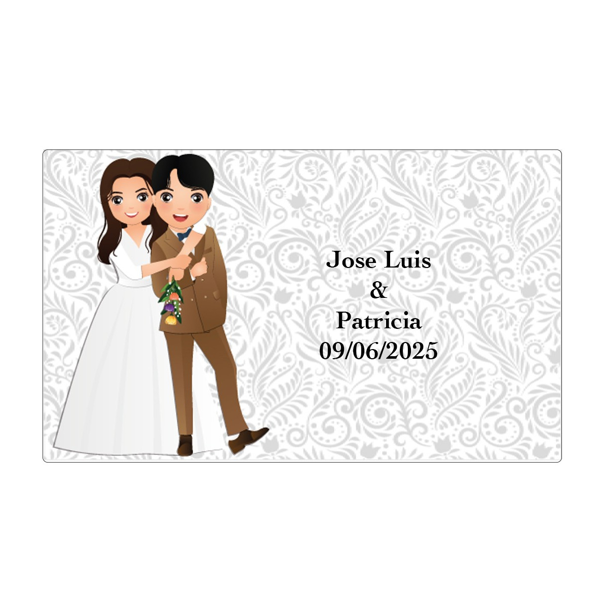 Adesivo personalizzato per matrimonio con nomi e data