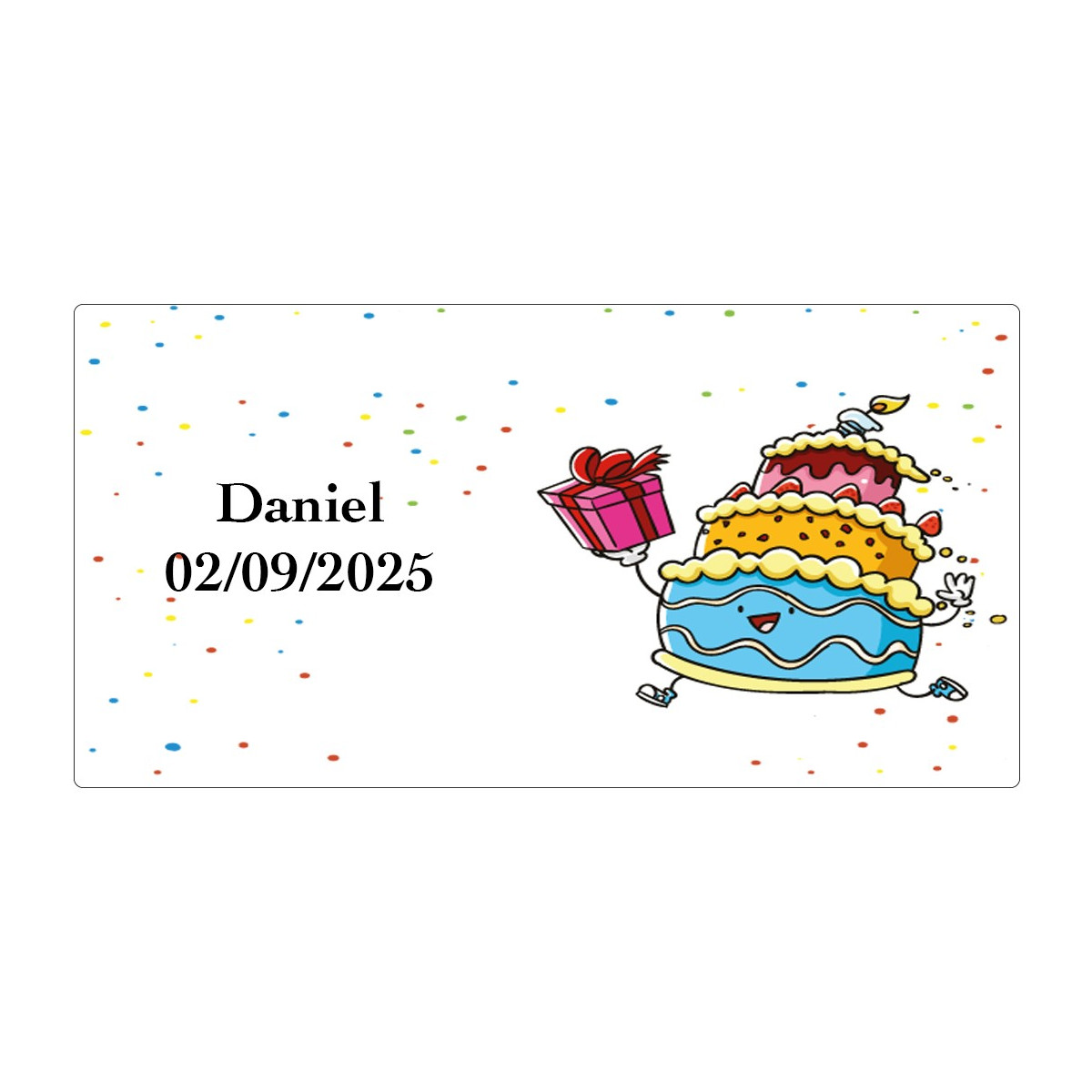 Adesivo di compleanno personalizzato con nomi e data