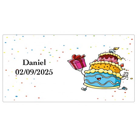 Adesivo di compleanno personalizzato con nomi e data