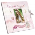Libro di comunione rosa per foto con chiusura a fiocco