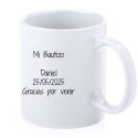 Tazza battesimale elefante celeste personalizzata con nome, data e dedica