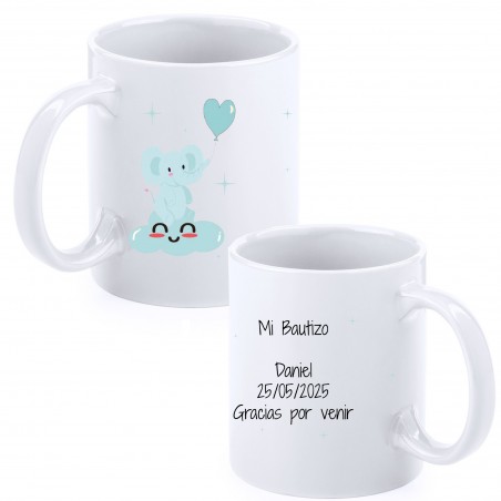 Coppa Battesimo Elefante Azzurro Personalizzata con Nome,...