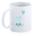 Tazza battesimale elefante celeste personalizzata con nome, data e dedica