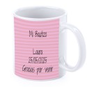 Tazza personalizzata per battesimo con elefante rosa con nome, data e dedica
