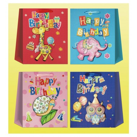 Borsa di compleanno media con design di animali assortiti