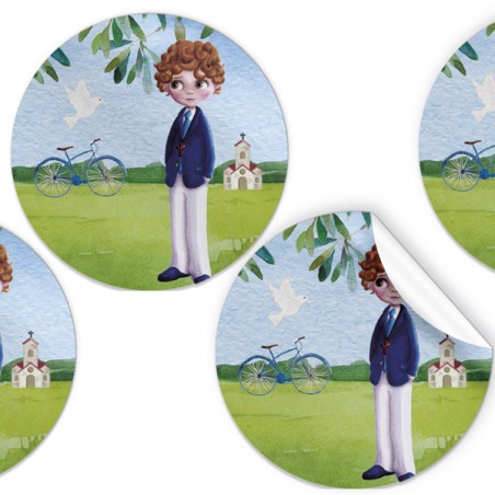 Pacco da 96 adesivi bambino comunione di 4 cm