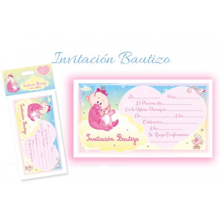 Pacchetto di 10 inviti battesimo bambina