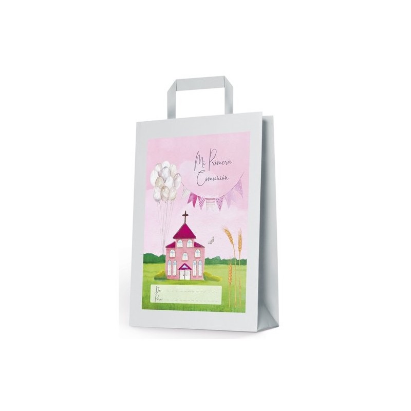 Borsa piccola comunione chiesa rosa
