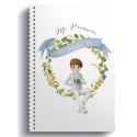 Libretto piccolo ad anelli bambino comunione seduto