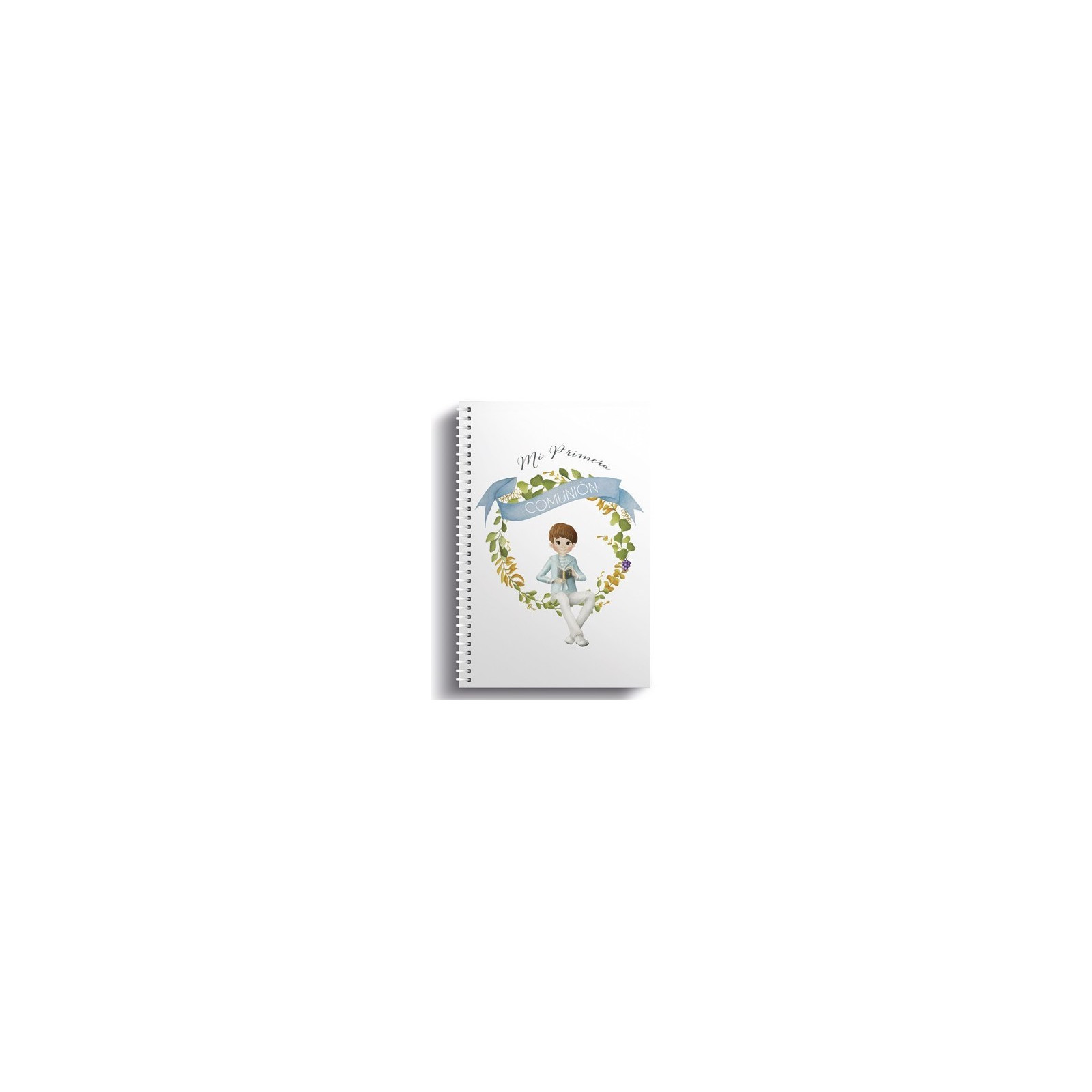 Libretto piccolo ad anelli bambino comunione seduto
