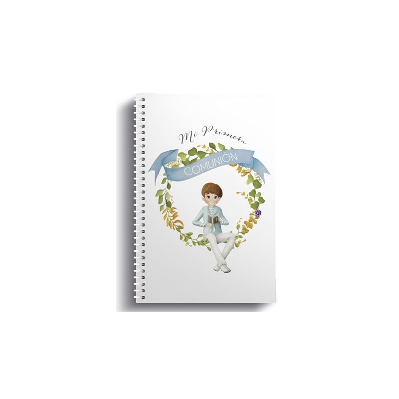 Libretto piccolo ad anelli bambino comunione seduto