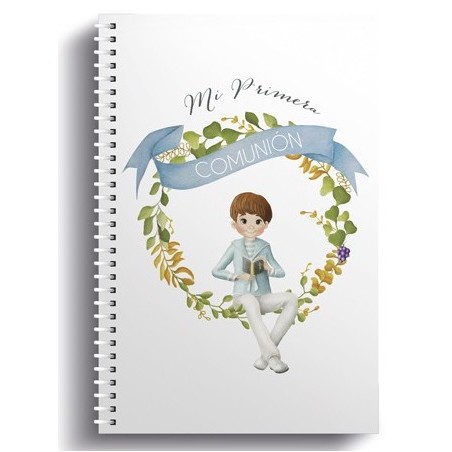 Libretto piccolo ad anelli bambino comunione seduto