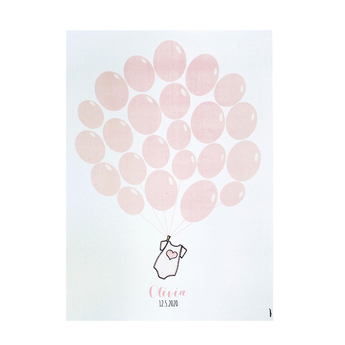 Stampa di palloncini rosa per incorniciare il battesimo