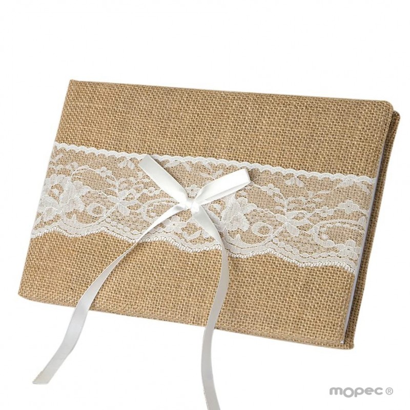Libro d autore con juta e pizzo in confezione regalo 25x16cm (74 pagine) in confezione regalo