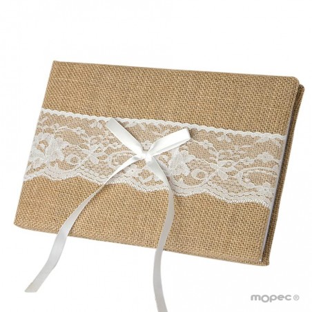 Libro d autore con juta e pizzo in confezione regalo 25x16cm (74 pagine) in confezione regalo