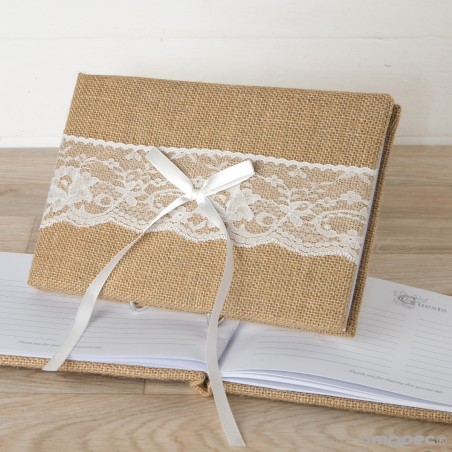 Libro d autore con juta e pizzo in confezione regalo 25x16cm (74 pagine) in confezione regalo