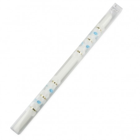 Candela per Battesimo Pizzicata in Blu Presentata in...