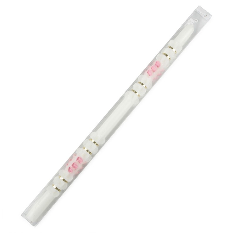 Cero di battesimo rosa in scatola di presentazione pvc 48x1 7cm