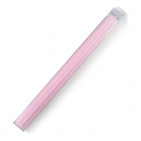 Candela di battesimo rosa scanalata presentata in scatola 40x3,2 cm