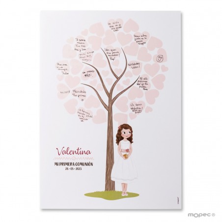 Foglio firma bambina comunione con abito corto 42x29 5cm