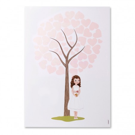 Foglio firma bambina comunione con abito corto 42x29 5cm