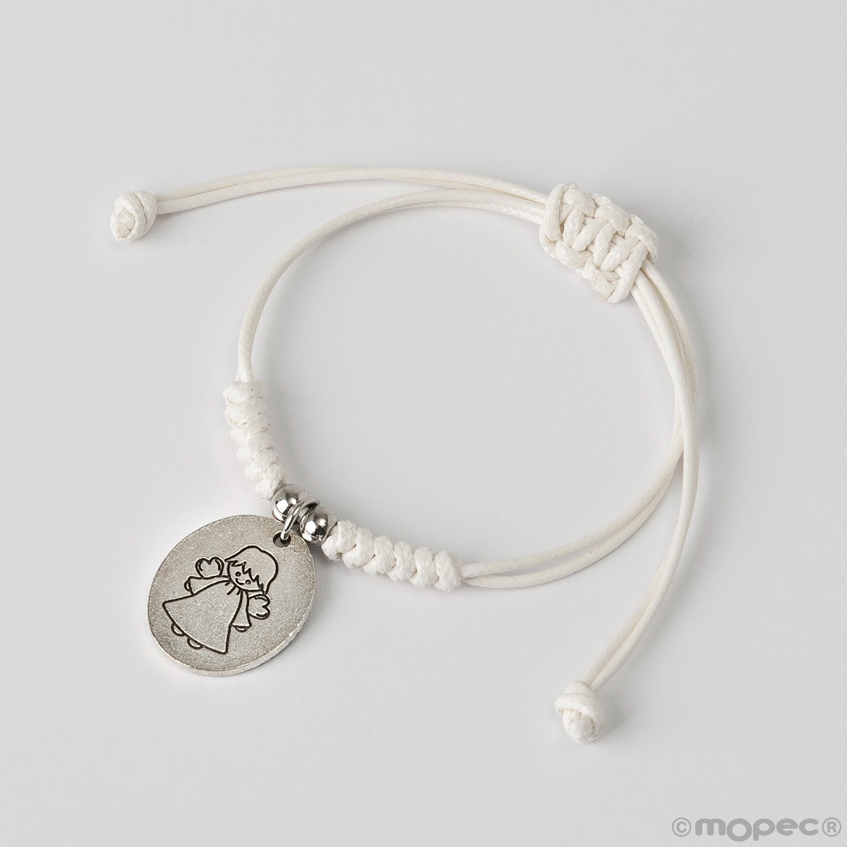 Bracciale in corda d avorio con medaglia dell angelo custode