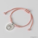 Bracciale in corda rosa con medaglia dell\'angelo custode