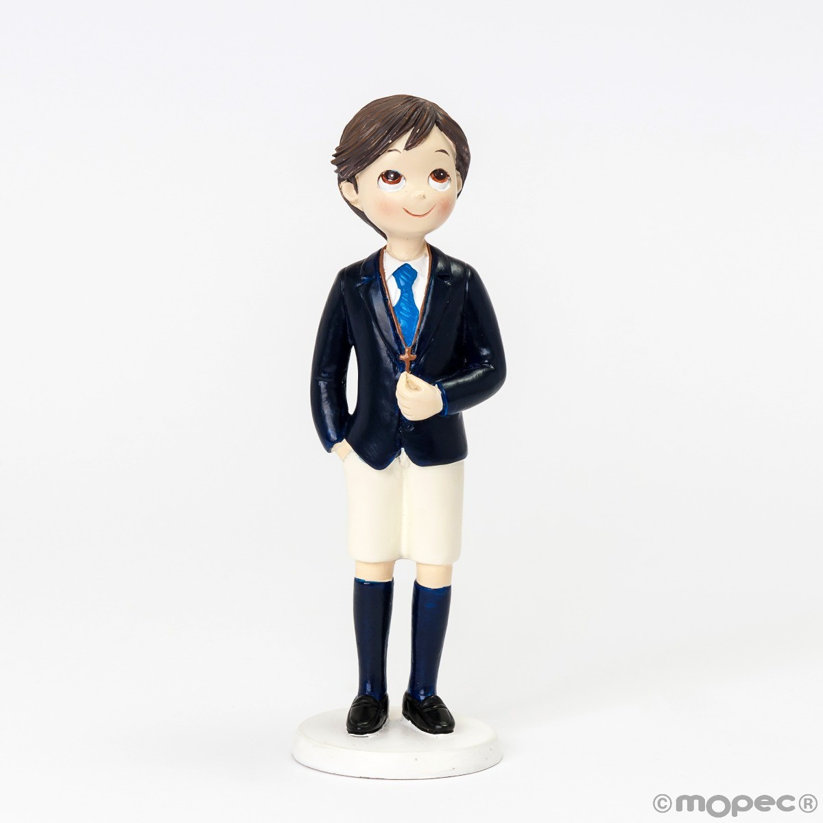 Figura di torta comunione bambino moro con pantaloni corti