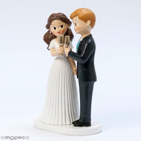 Figura di torta matrimonio sposi che brindano
