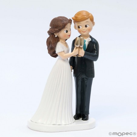 Figura di torta matrimonio sposi che brindano