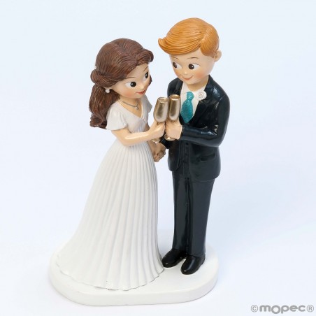 Figura di torta matrimonio sposi che brindano
