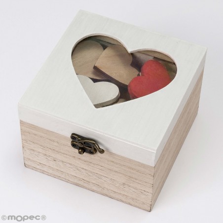 Scatola di legno con 48 cuori per firme