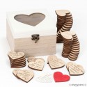 Scatola di legno con 48 cuori per firme