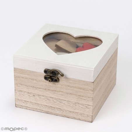 Scatola di legno con 48 cuori per firme