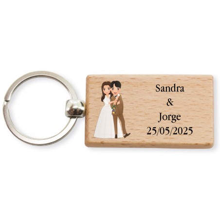 Portachiavi in legno per matrimonio personalizzato con...