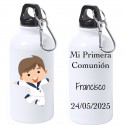 Bottiglia personalizzata per ragazzo della comunione con testo e nome