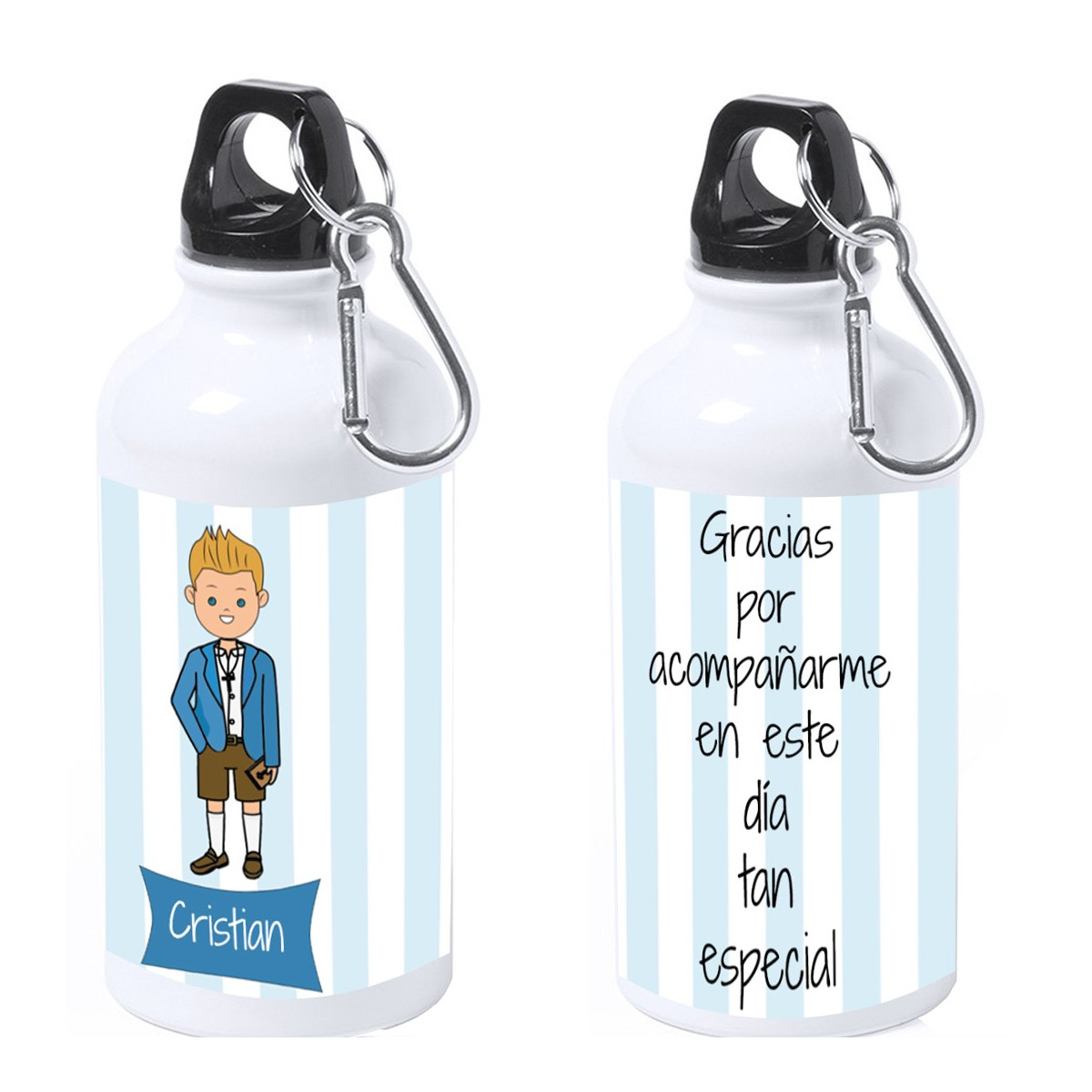 Bottiglia personalizzata per ragazzo della comunione con nome e testo