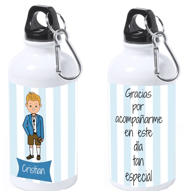 Bottiglia bambino comunione personalizzata con nome e testo