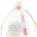 Specchio con frase e penna rossetto con coriandoli presentato in borsa di organza