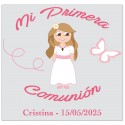 Adesivo personalizzato per bambina della comunione con nome e data