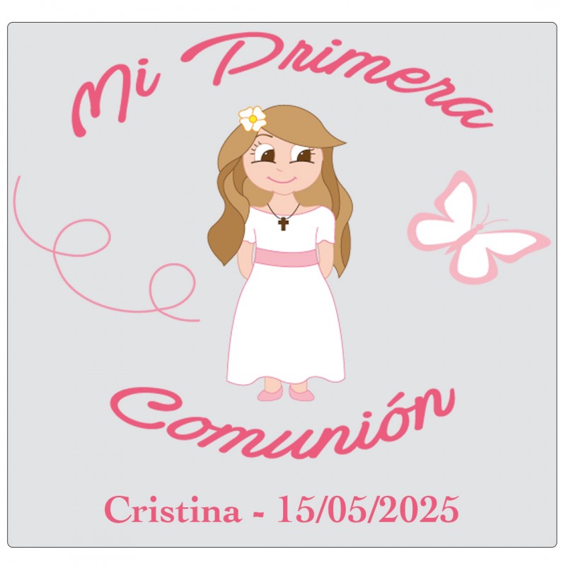 Adesivo personalizzato per bambina della comunione con nome e data