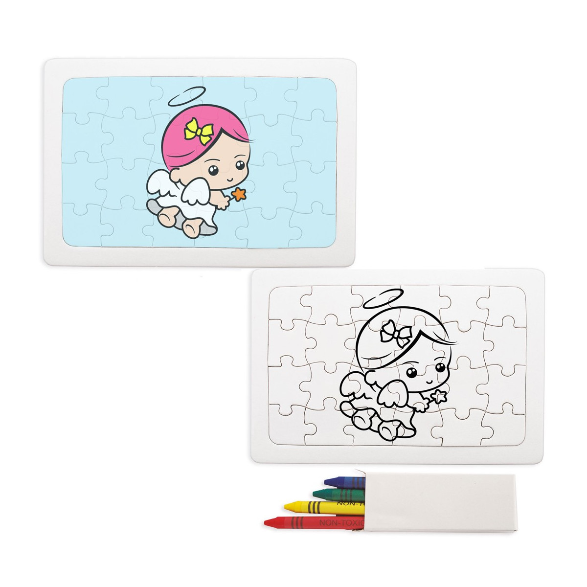 Puzzle da colorare bambina angioletto