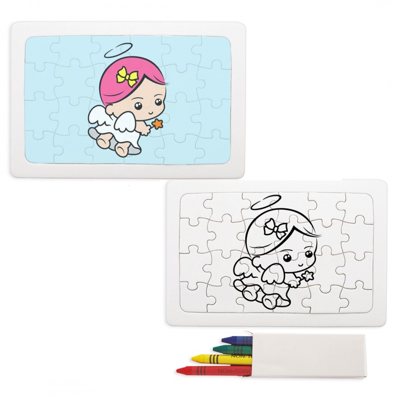 Puzzle da colorare bambina angioletto