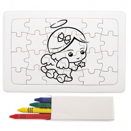 Puzzle da colorare bambina angioletto