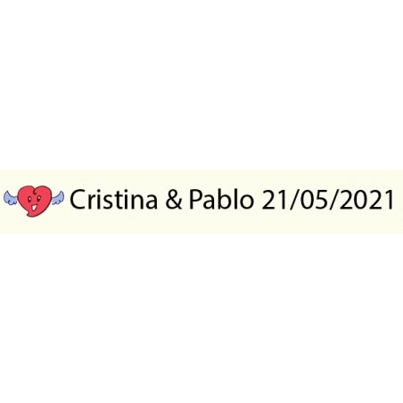 Ventaglio in legno personalizzato con adesivo in sacchetto di organza bianco per gli ospiti