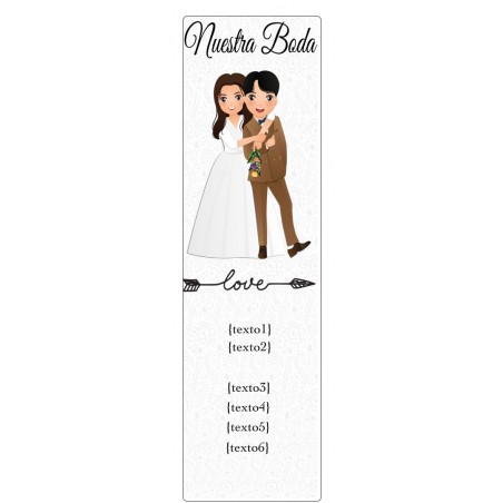 Segnalibro personalizzato per matrimonio con nome dell'invitato, frase, nome degli sposi e data