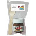 Nutella per compleanni con cucchiaio in sacchetto trasparente personalizzato con adesivo