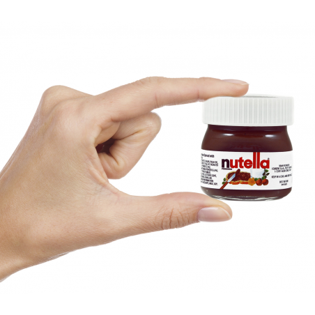 Nutella per comunione bambino con cucchiaio in sacchetto trasparente personalizzato con adesivo