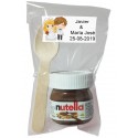 Nutella per matrimonio con cucchiaio in busta trasparente personalizzata con adesivo