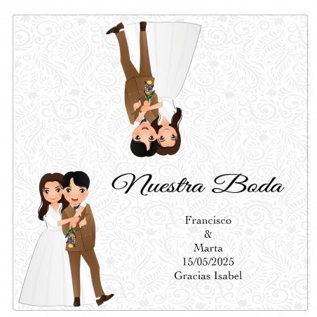 Cartone per matrimonio con nome dell'invitato per chiusura borsa e presentazione personalizzata